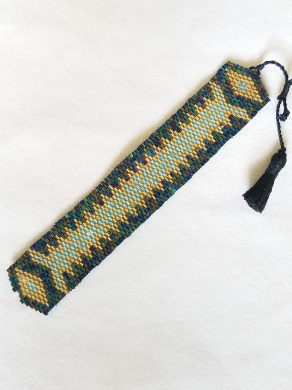 Beaded Bracelet - black gold silver